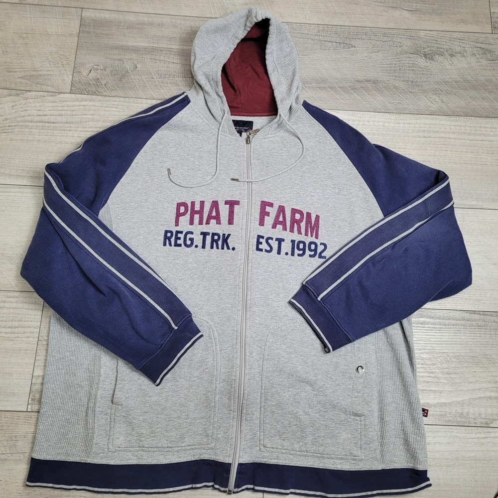 VTG Phat Farm Hoodie Mens 3XL Baggy 90's Y2K Hip Hop Spell Out Streetwear Grunge